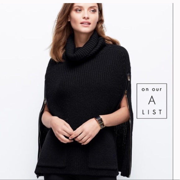 Ann Taylor Sweaters - Ann Taylor Turtleneck Poncho with Zippers on Both Sides